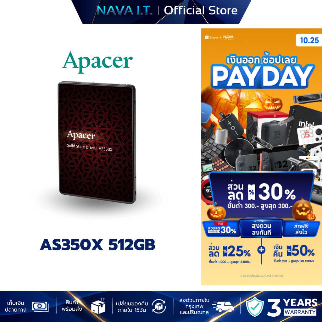 APACER SSD AS350X 512GB SSD SATA 2.5 (APA-AS350X512) (เอสเอสดี)