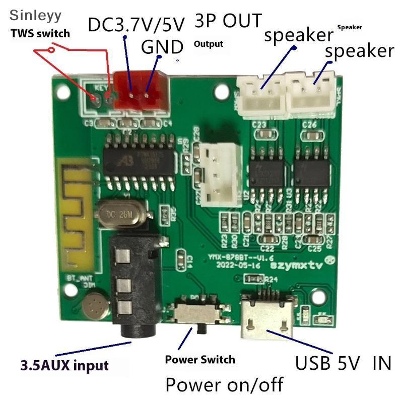 NLE ลําโพง DIY 5.2 BT โมดูล 5V 5W + 5WTWS เครื่องขยายเสียง 3.5AUX ไร้สาย PCBA Board N