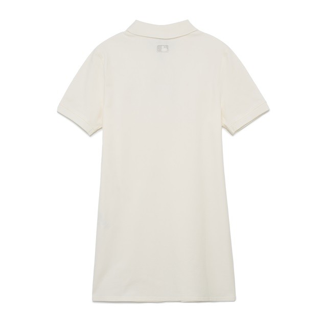 MLB Love Heart Logo Polo คอปกแขนสั้นสำหรับผู้หญิง แบบเรียบร้อย สไตล์เกาหลี