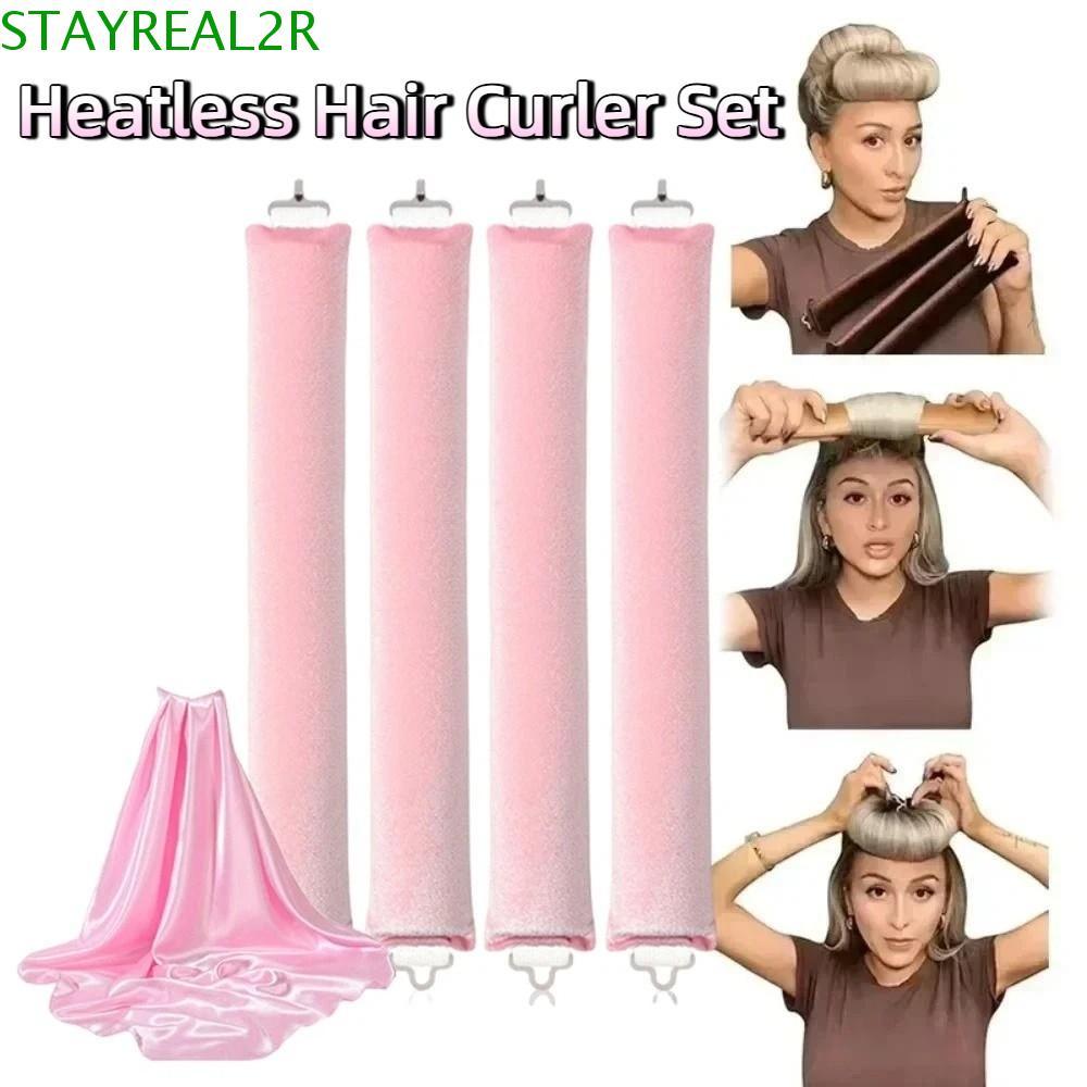 STAYREAL2R 5 ชิ้น Heatless Hair Curler ชุด, ยืดหยุ่นสร้างสรรค์ไม่มีความร้อนผม Curler พร้อมผ้าพันคอ, 