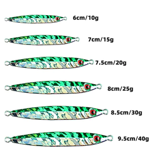 Fishing Jig Lure 10g/15g/20g/25g/30g/40g Deep Sea Fishing Lure Jigging เหยื่อปลอมพร้อมตะขอปลาคู่
