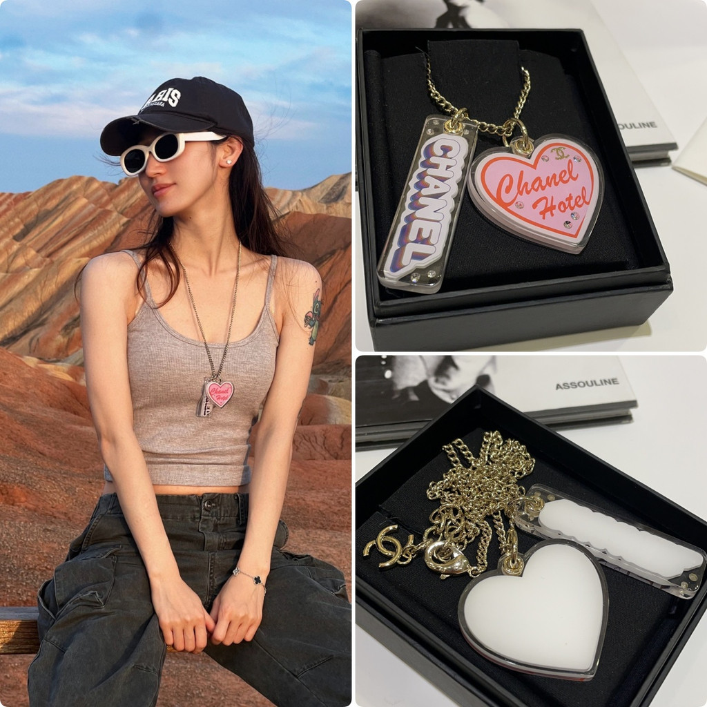 【ก่อนสั่งสอบถาม】ราคา2500 CCC จี้อะคริลิค รูปหัวใจสีชมพู ป้ายตัวอักษร สร้อยคอ