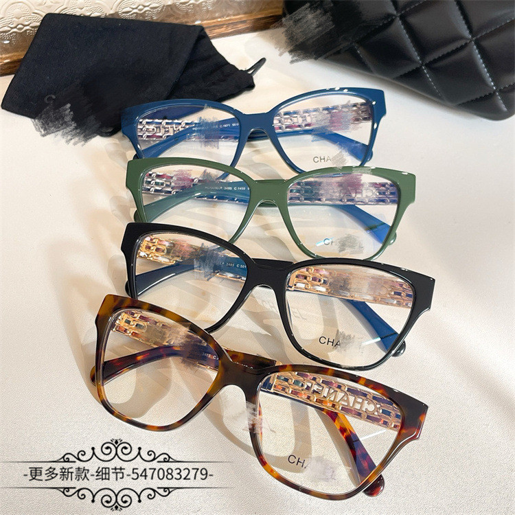 IHX8 CHA# Fashionable Women's Flat Glasses with Butterfly Frame LOGO Trendy Men's Sunglasses ch3485