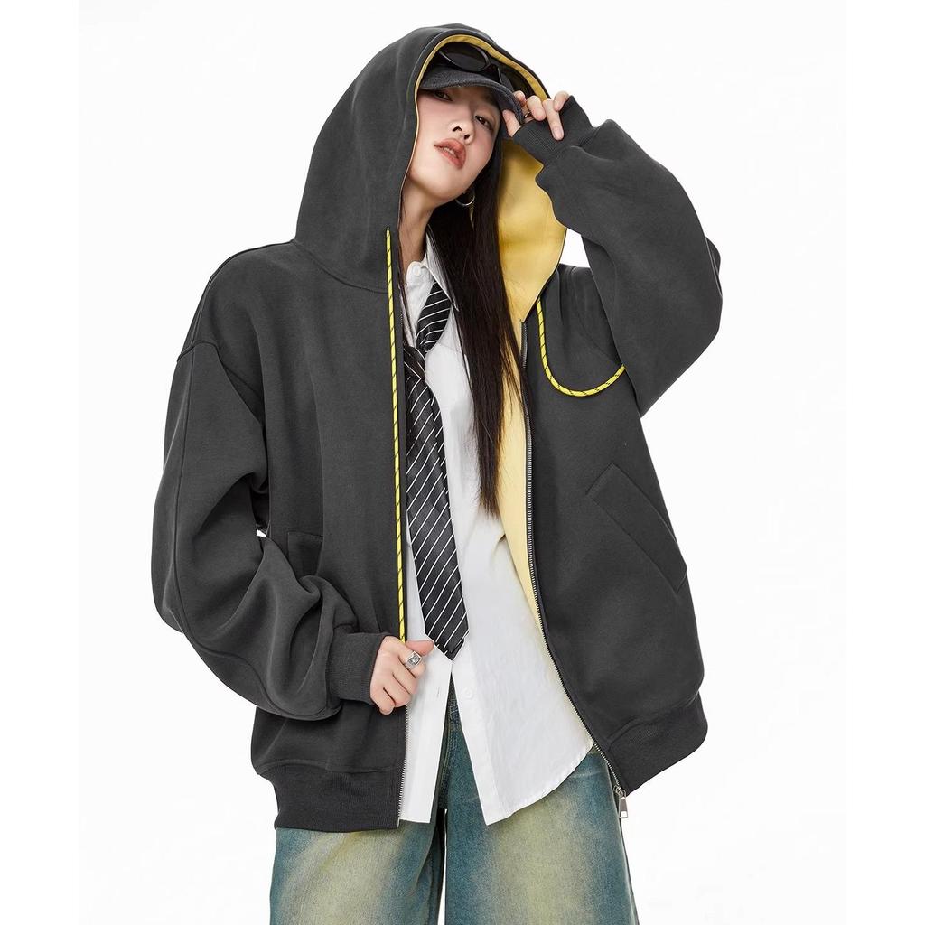 เสื้อกันหนาวมีฮู้ด SUIKONE ซุยโคเนะ สำหรับผู้ชาย สไตล์อเมริกันสมัยใหม่ - รูปที่ 5