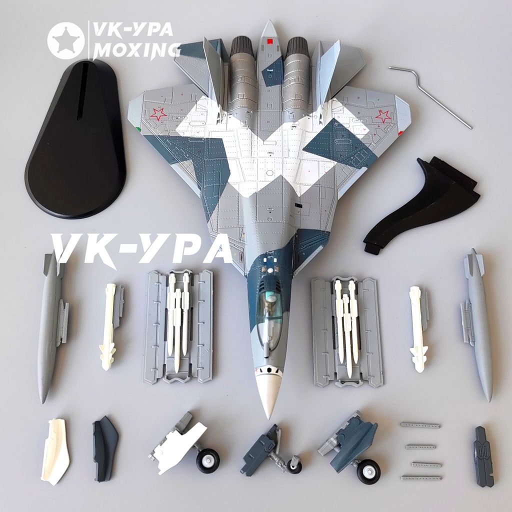 1: 100 Su 57 Crack Coating Stealth Fighter เครื่องบินรัสเซีย SU57VK รุ่นโลหะผสมจําลองผลิตภัณฑ์สําเร็