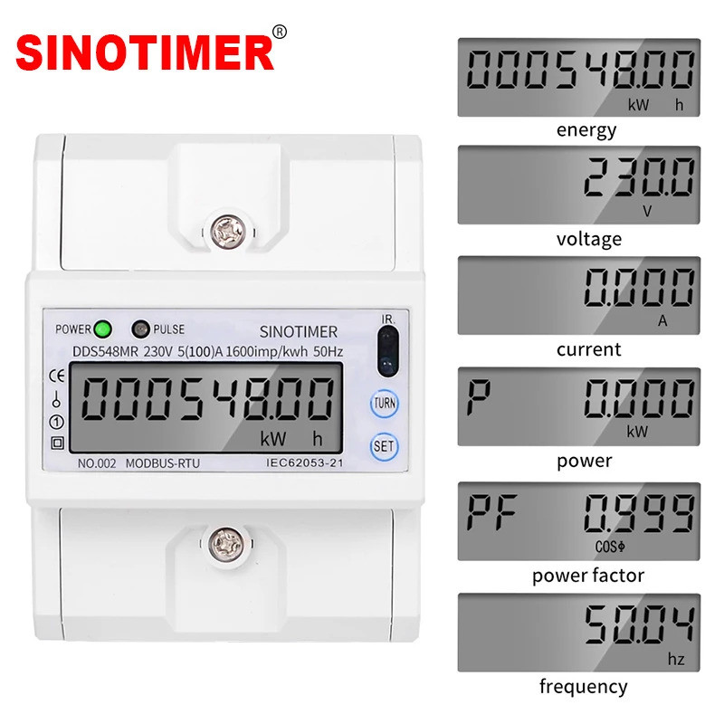 230v 100a เครื่องวัดพลังงานไฟฟ้าเฟสเดียว Kwh Rs485 Modbus Rtu การสื่อสาร Pulse เอาต์พุตการใช้พลังงาน