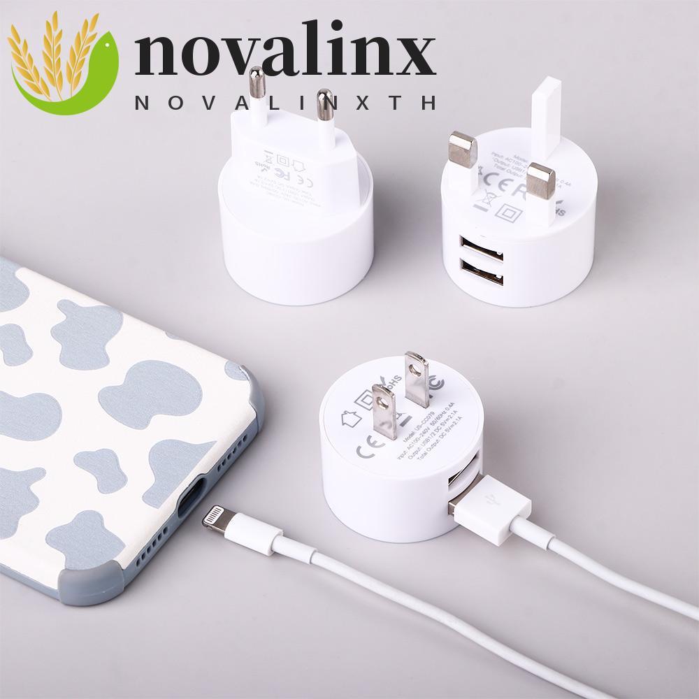 NOVALINX Dual Usb Round Charger 5V 2.1A Universal Dual USB Quick Charge Mini Adapter Travel Charger 