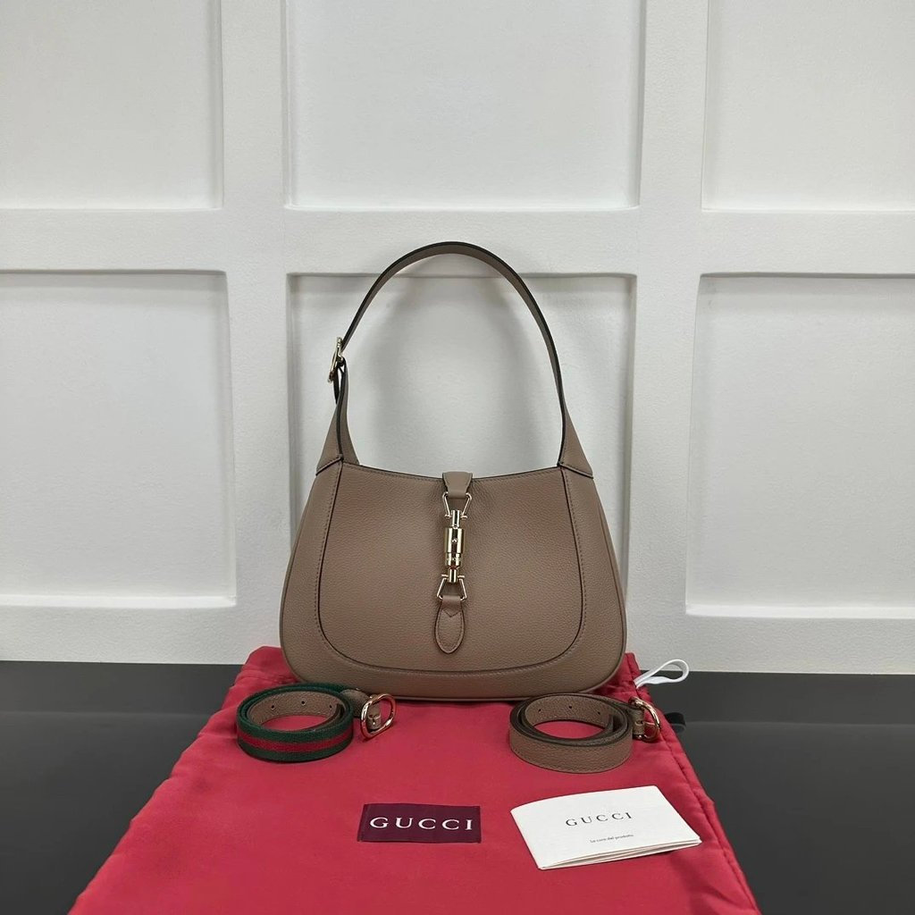 G GUCCI GUCCI Lychee Grey Leather Casual Portable Messenger Bag GVV