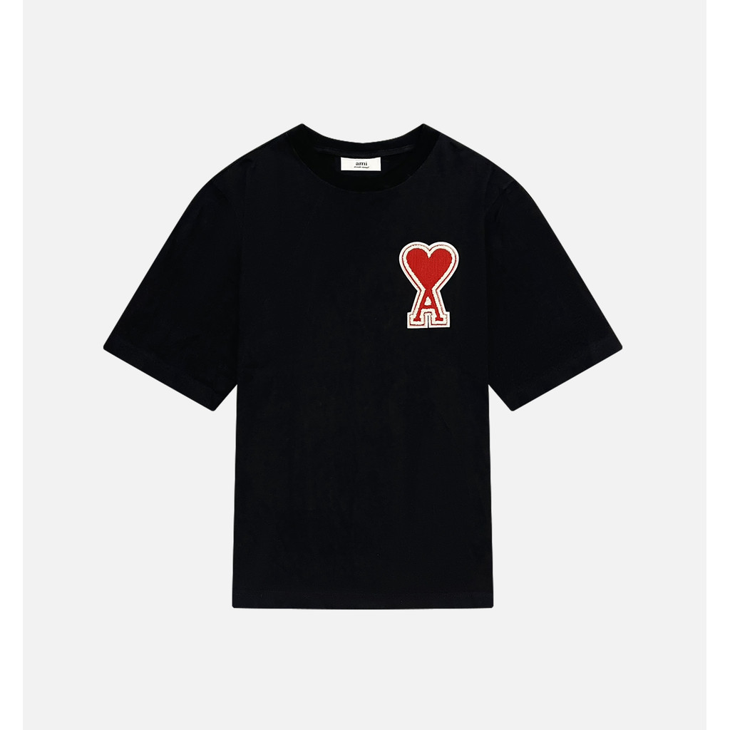 เคาน์เตอร์ของแท้ Ami Paris ปักลาย Big Love เสื้อยืดแขนสั้นผ้าฝ้ายแท้ สำหรับทั้งผู้ชายและผู้หญิง