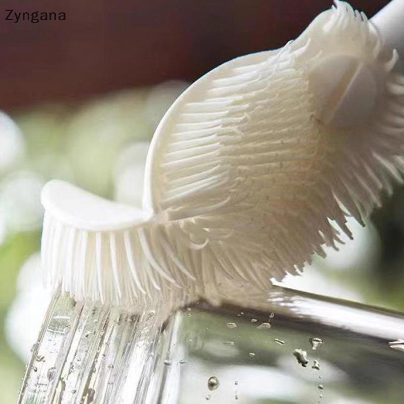 Zyngana แปรงทําความสะอาดถ้วยด้ามยาวขวดทําความสะอาดซิลิโคนขวดนม Wineglass ถ้วยทําความสะอาดในครัวเรือน