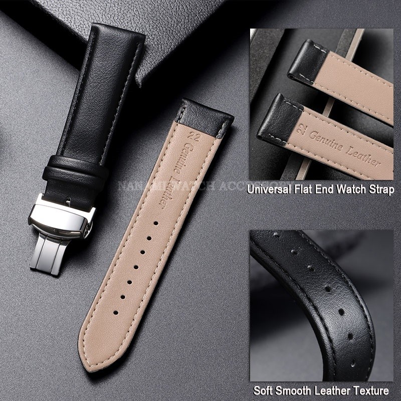 สายนาฬิกาหนังแท้พร้อมกล่องไม้14มม.16มม.18มม.20มม.22มม.24มม.สากลผีเสื้อหัวเข็มขัดสายนาฬิกานุ่มหนังลูกวัวสร้อยข้อมือผู้ชายผู้หญิงธุรกิจสายรัดข้อมืออุป - รูปที่ 3