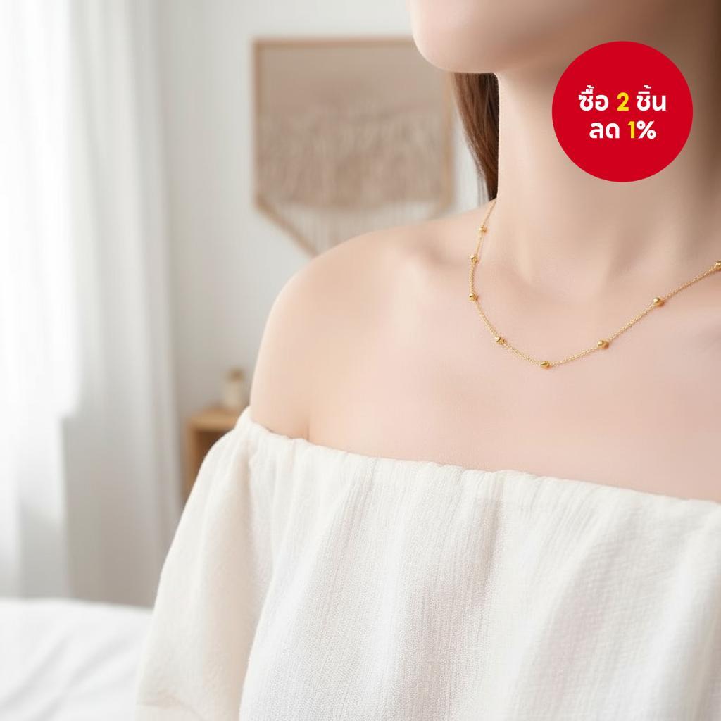 สร้อยคอโซ่ลูกปัดทอง 18K ชุบทอง แบบแบน สไตล์ L10 เครื่องประดับเก๋สําหรับใส่ประจําวัน