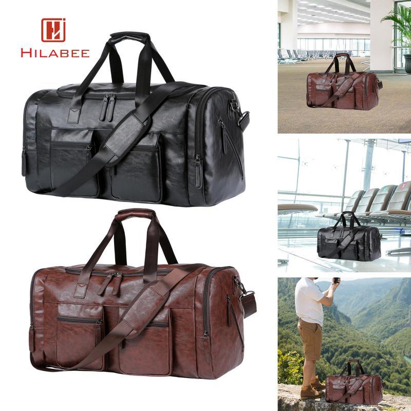 [hilabee] Travel Duffel Bag Carry on Gym Waterproof Tear Resistance Weekender Overnight Bag Handbag for Shoes Adult Apparel Trip Laptop