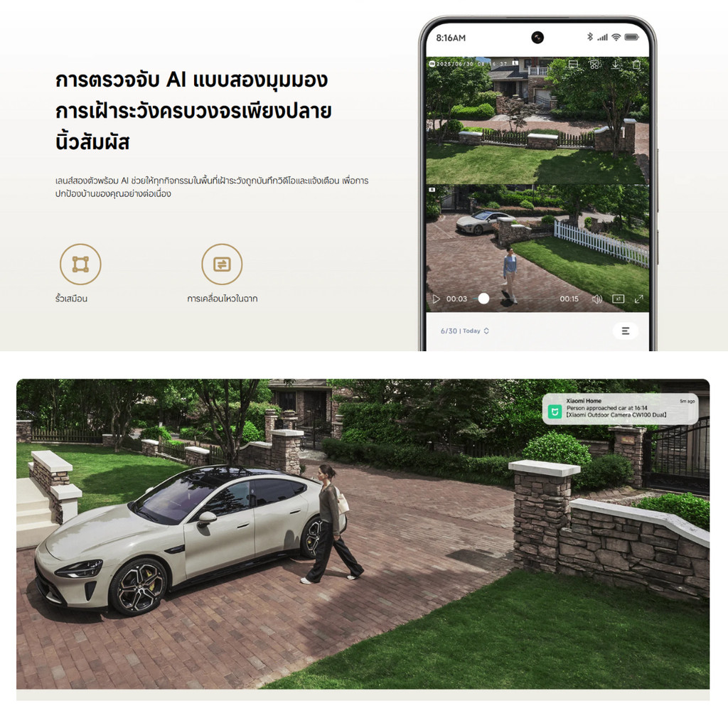 XIAOMI SMART CAMERA กล้องวงจรปิดภายนอก CW100 / CW400 / CW300 / AW300 / CW500 กันน้ำ กันฝุ่น AI ตรวจจับ รับประกัน 1 ปี - รูปที่ 6