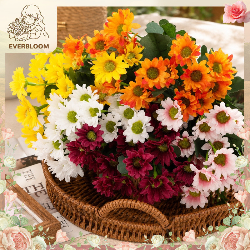 ดอกเดซี่ปลอมผ้า+พลาสติก สวยเหมือนจริง ไม่ซีดสี ไม่ต้องดูแล เหมาะตกแต่งบ้านและห้องนั่งเล่น