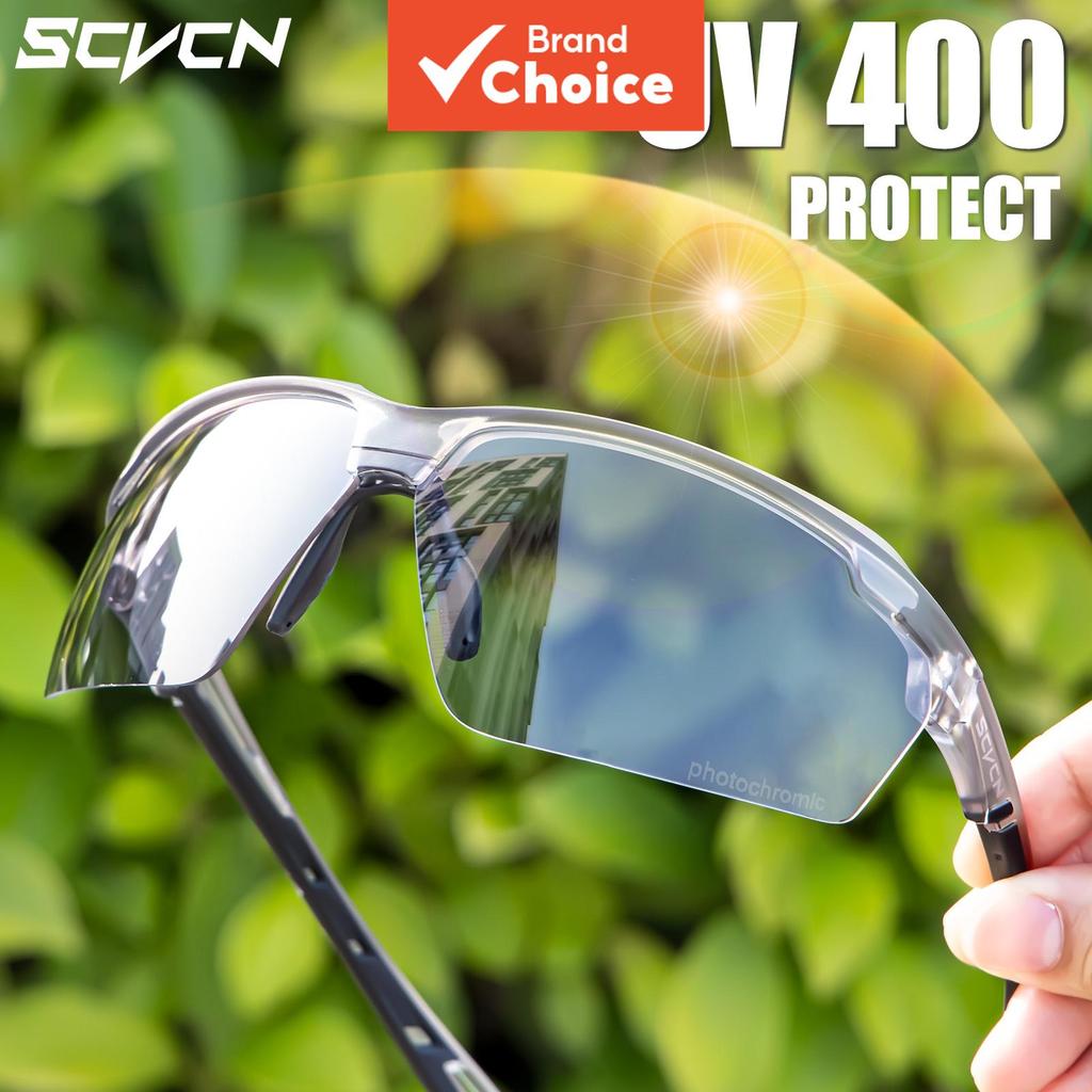 Scvcn แฟชั่นแว่นกันแดดขับรถ เปลี่ยนสีเมื่อมีรังสียูวี400 ทรงสปอร์ต ป้องกันแสงจ้าสําหรับผู้ชาย