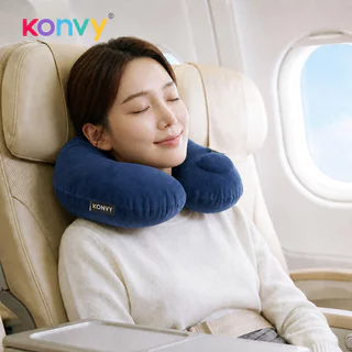 Konvy Portable Inflatable Neck Pillow 1pc คอนวี่ หมอนรองคอแบบเป่าลม (Blue/Gray/Beige)