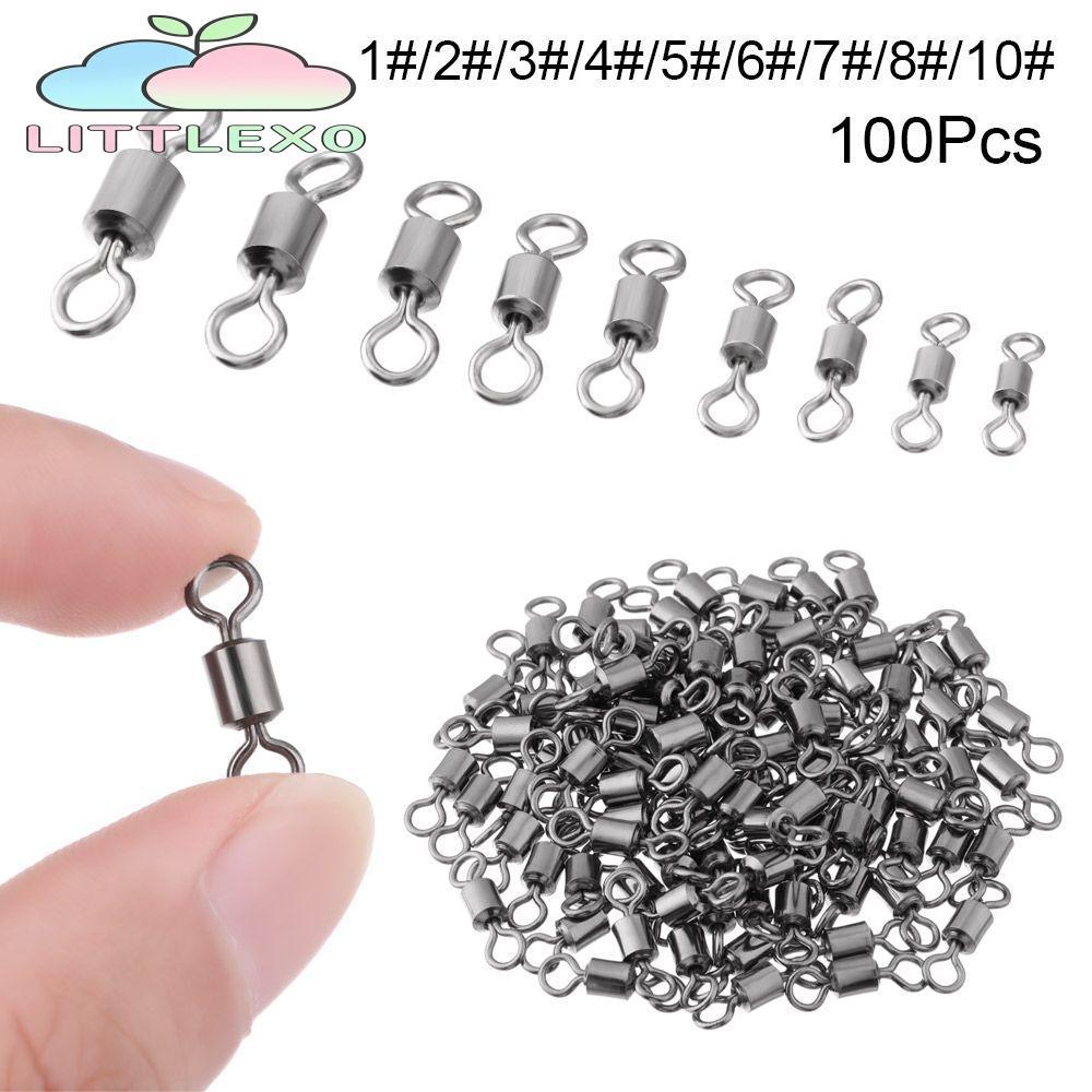 LITTLEX 100 ชิ้น/ล็อตตกปลาเชื่อมต่ออุปกรณ์ตกปลาทนทาน Rolling Swivels