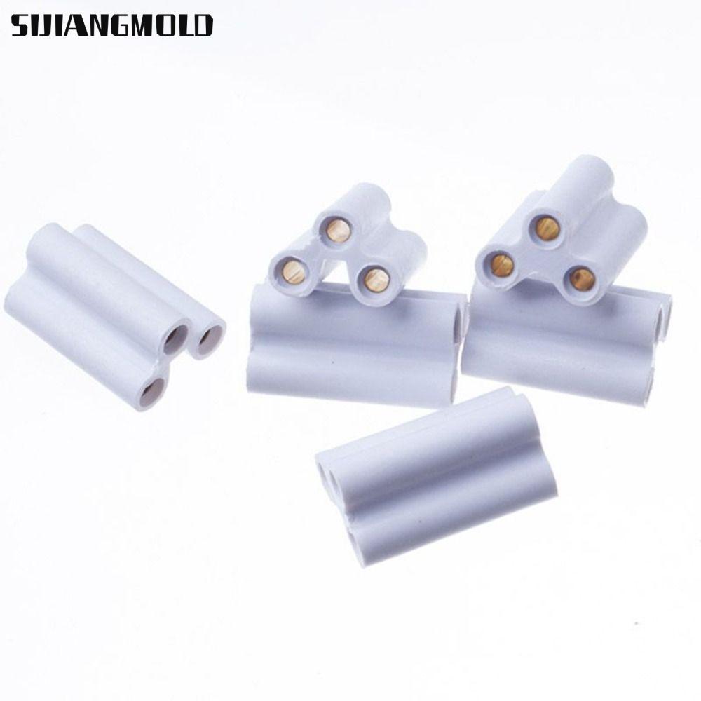 SIJIANGMOLD 100/50/30/20/10 ชิ้น 3 หลุม Hard Joint Connector,ไม่มีรอยต่อ Double End T5 T8 Bracket Li