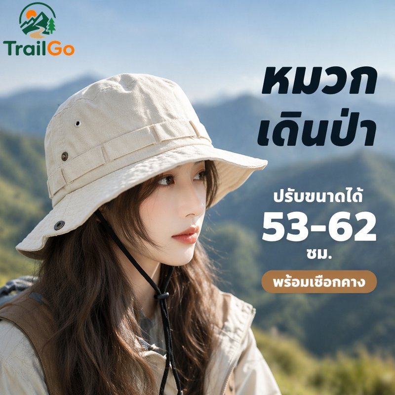 หมวกบักเก็ตปีกกว้างระบายอากาศแห้งเร็วป้องกันแสงแดดสายรัดคางเดินป่าตั้งแคมป์เดินทาง
