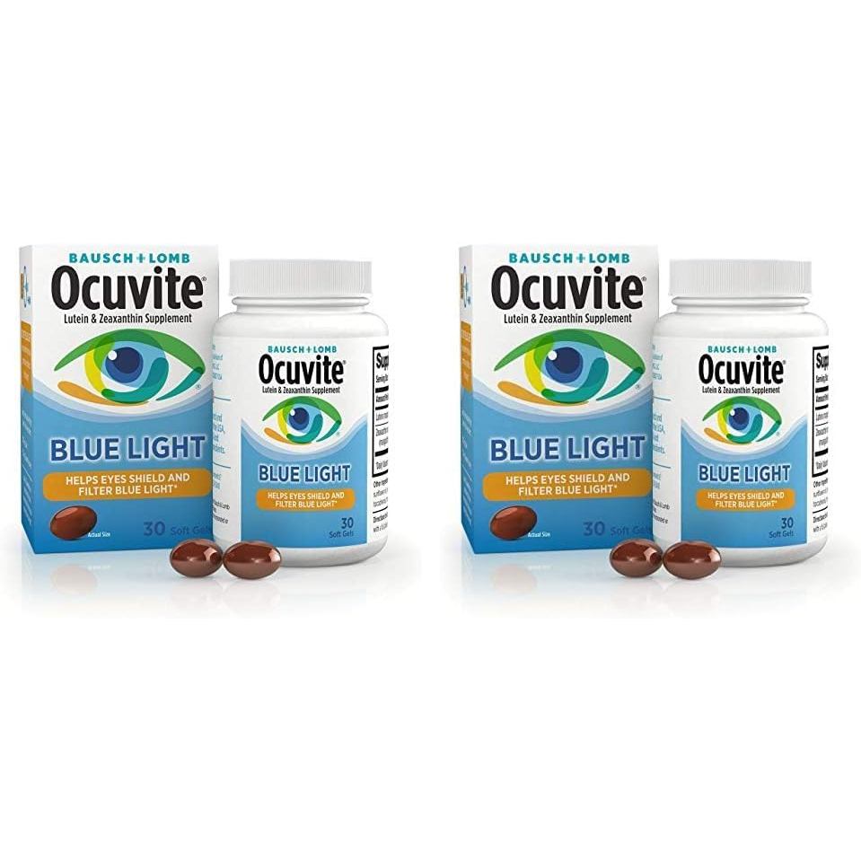 Ocuvite Bausch+Lomb Lutein 25mg อาหารเสริม Lutein และ Zeaxanthin, 30 แคปซูลอ่อน (2 แพ็ค)