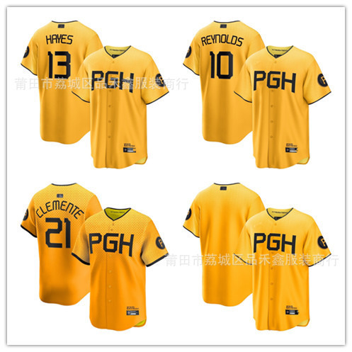 จัดส่งในวันเดียวกัน!!Pirates pittsburgh 21-Clemente 1-13-Empty Board สีเหลืองชุดเบสบอล Jersey