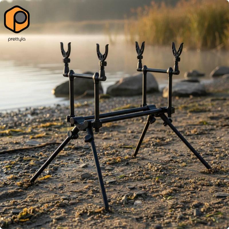 Prettyia Carp Fishing Pod ที่วางคันเบ็ดยุโรป Pod ปรับ Mini X4 2 หัว