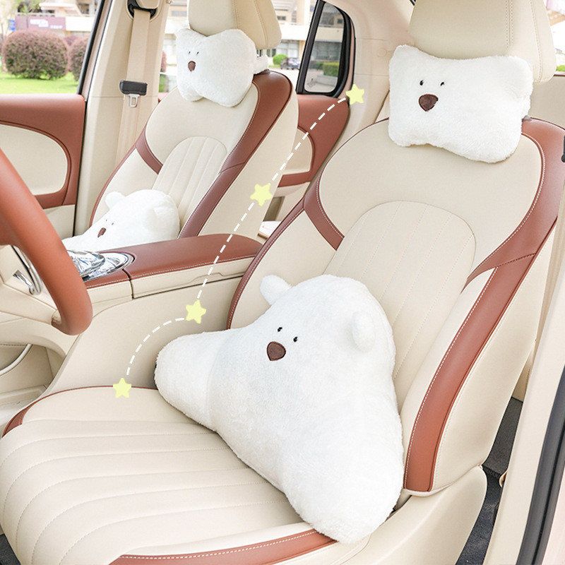 Bejirog Arm Bear Automotive Headrest Neck Pillow Cute Cartoon Automotive Lumber Pad Four Seasons Uni
