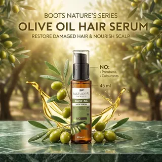Boots Nature's Series Olive Oil Hair Serum 45Ml บู๊ทส์ เนเจอร์ส ซีรีส์ โอลีฟ ออยล์ แฮร์ ซีรั่ม 45มล.
