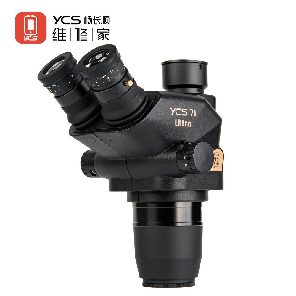 YCS 71 กล้องจุลทรรศน์ Trinocular 0.67X-45X ซูม 45° เอียงสําหรับโทรศัพท์ ชุดเครื่องมือซ่อม PCB