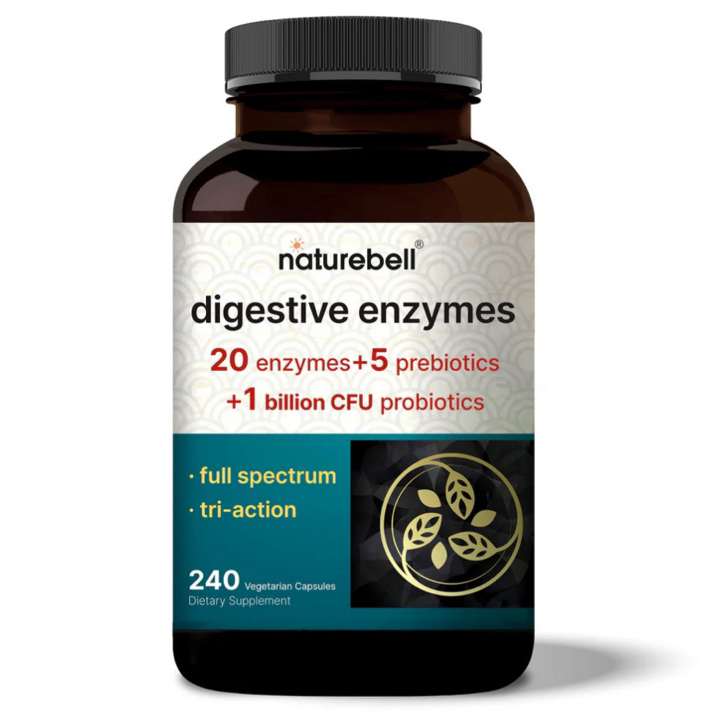 [ NATUREBELL ]️DIGESTIVE ENZYMES ( 20 ENZYMES + 5 PREBIOTICS + 1 BILLION CFU PROBIOTICS )( 240 แคปซู