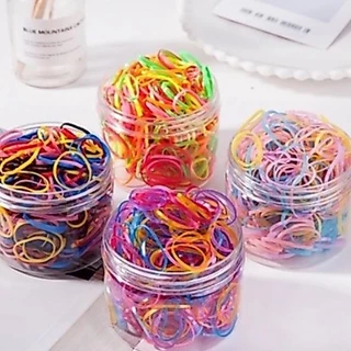พร้อมส่งในไทย ยางรัดผม หนังยางมัดผม สำหรับเด็ก ผู้ใหญ่ แบบยืด (1กล่อง500เส้น/คละสี)
