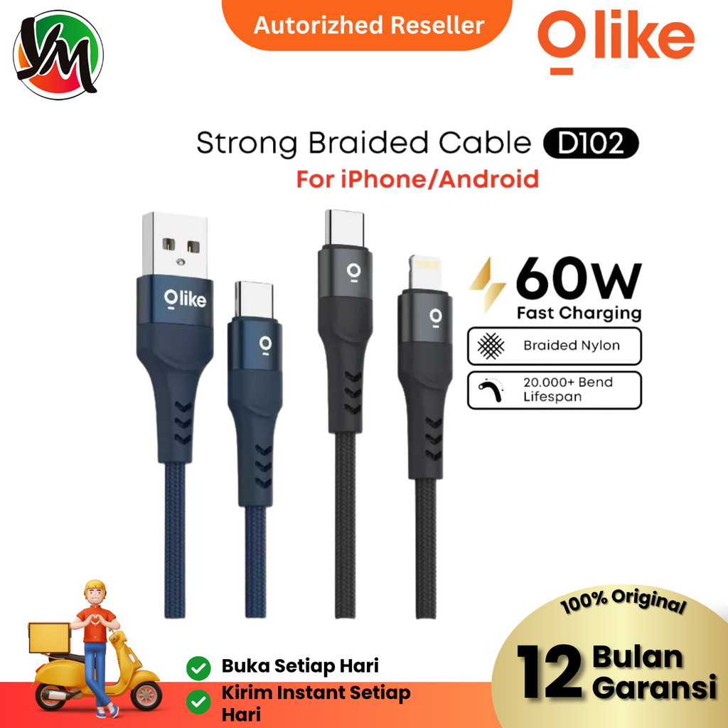 OLIKE D102 Micro/D102 Type-C/D102 Lightning/D102 C to C Fast Charging USB 5V 2.4A สายเคเบิลข้อมูล