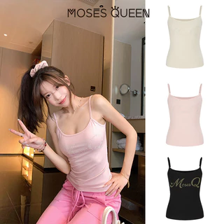 MOSESQUEEN เสื้อคล้องคอลูกปัดสไตล์ตัวอักษรสาวฮอตสวมเป็นเสื้อตัวนอกพร้อมเสื้อแขนกุดชั้นในทรงเข้ารูปมีสไตล์และเข้ารูป #63774