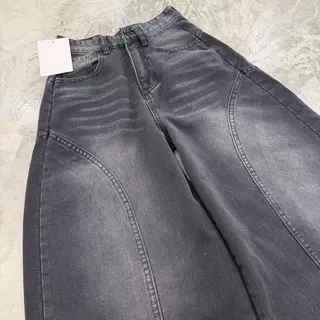 #5999 (XS-9XL) jinjeans กางเกงยีนส์ทรงบาเรล baggy กางเกงสาวอวบ กระบอกใหญ่ ขากว้าง Barel