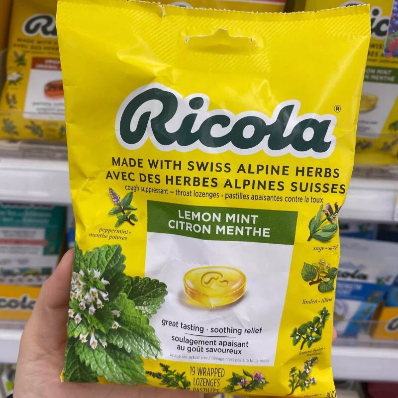 พร้อมสต็อก Canada Ricola/Ricola Lozenges Lozenges Lozenges Multi-Flavour 19 แคปซูล/ถุง 7.14m