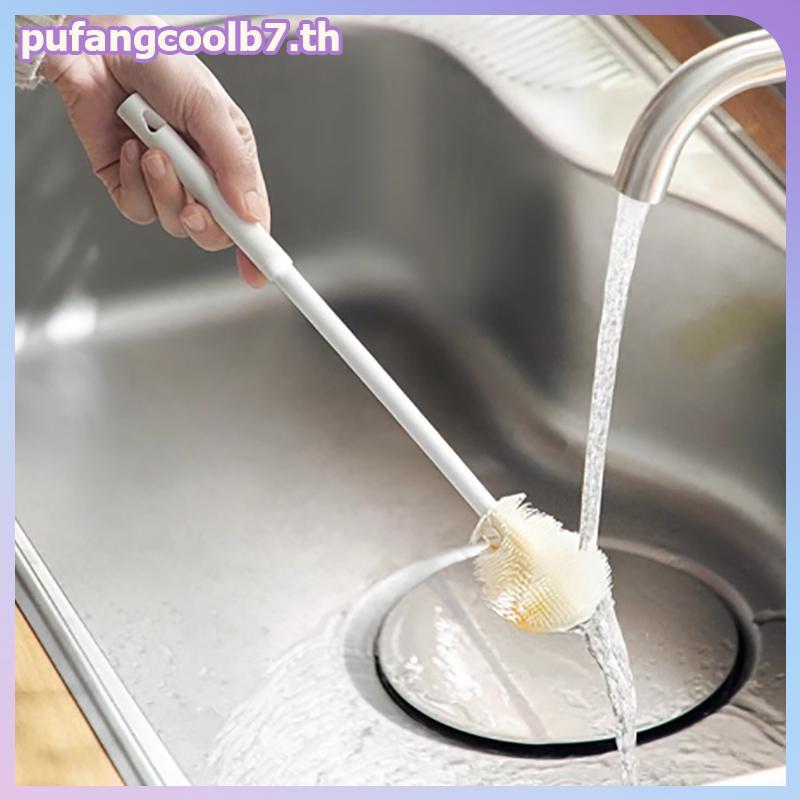 PUCOOL แปรงทําความสะอาดถ้วยด้ามยาวขวดทําความสะอาดขวดนมซิลิโคน Wineglass ถ้วยทําความสะอาดในครัวเรือนแ
