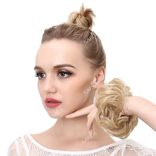 ต่อผมซาลาเปา ผมหยิกยุ่ง ยืดหยุ่น ผม Scrunchies แฮร์พีซสังเคราะห์ Chignon โดนัท อัพโด้ แฮร์พีช สําหรับผู้หญิง เด็กผู้หญิง