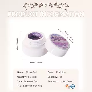 【Local】1กล่อง5 ใน 1แมวตาแม่เหล็กเล็บเจลโปแลนด์ขั้นตอนเดียวเจลโปแลนด์ไม่จําเป็นต้องฐานด้านบน12สีเล็บแต่งเล็บแช่ปิดวานิช 3ก