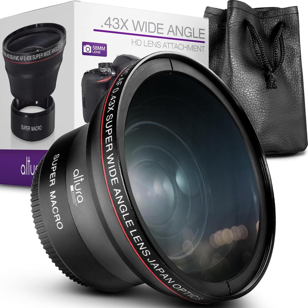 Altura Photo 58 มม. 0.43 x HD เลนส์มุมกว้างพร้อมการเชื่อมต่อมาโครถึง 58 มม.ด้ายกรอง (ไม่ใช่ตัวกล้อง)