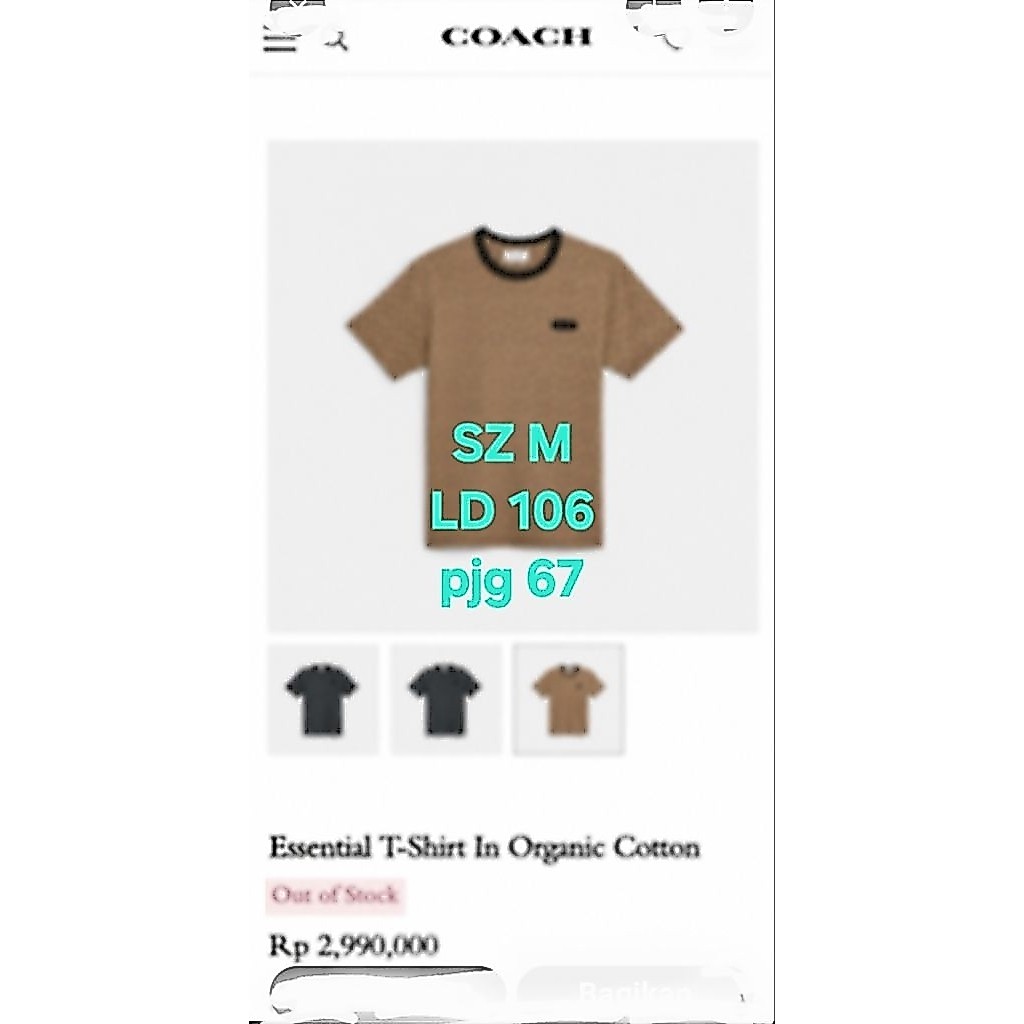 เสื้อยืด c0ach สีน้ําตาล 0r1 ไซส์ ML xL ที่ w33b 2.9jt
