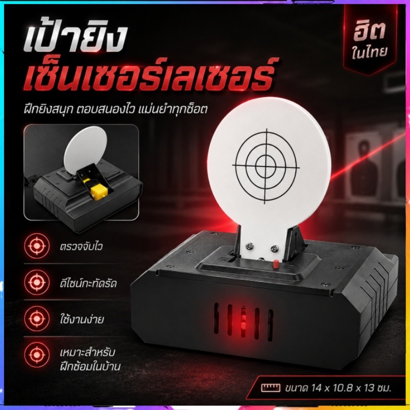 ลดพิเศษ พร้อมส่งไทย เป้ายิงเลเซอร์เซนเซอร์รีเซ็ตอัตโนมัติ เป้าฝึกยิงปืนไฟฟ้า มีไฟแจ้งเตือน COD ส่งไว