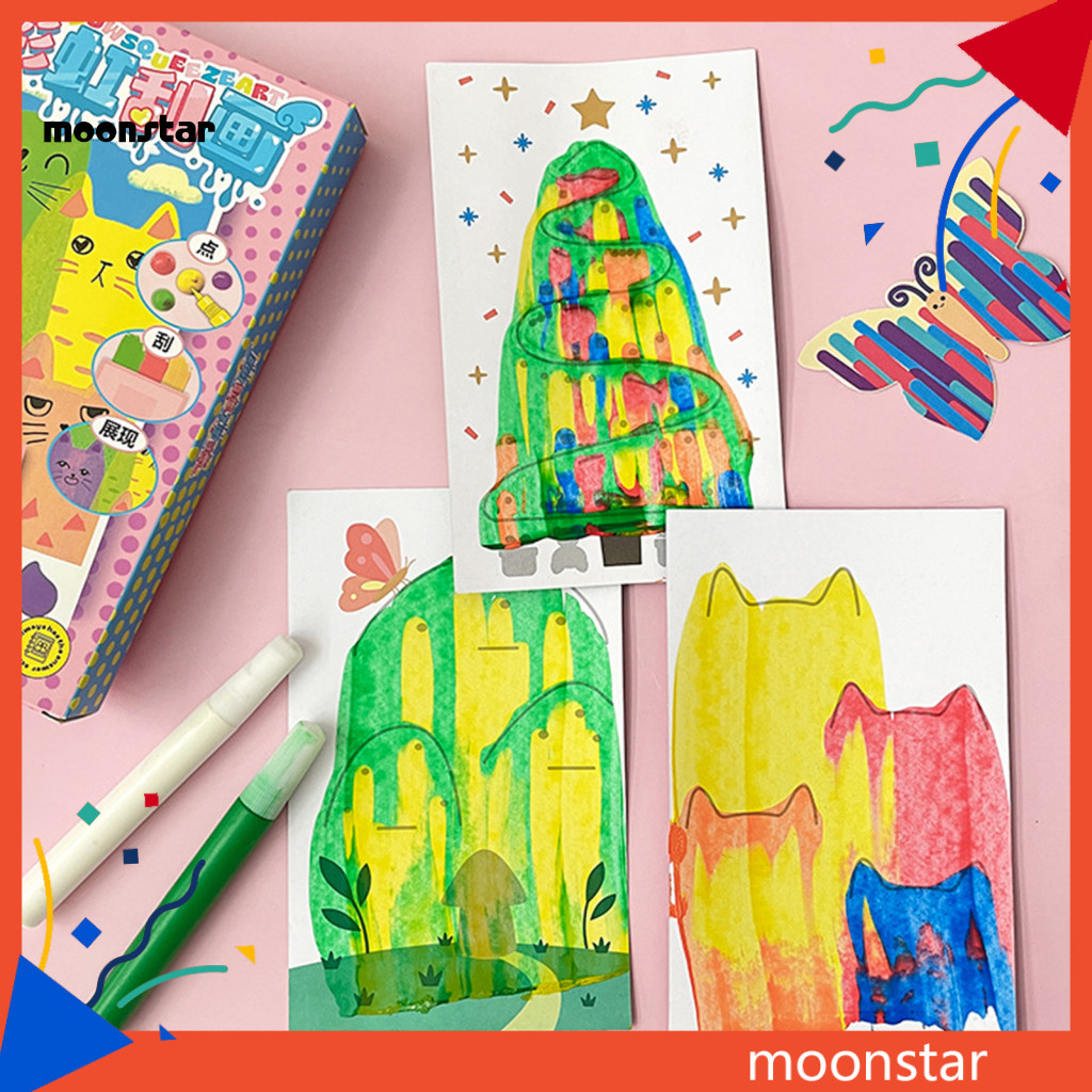 MOO Rainbow Scratch Art กระดาษเริ่มต้นจิตรกรรมชุด 35 ชิ้นเด็กปาดน้ํา Art Craft Kit Rainbow Scratch ก