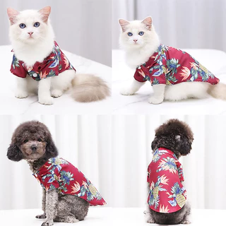 yoyopet : พร้อมส่ง เสื้อสุนัข สไตล์ฮาวาย ชุดแมว หมาพันธุ์ใหญ่ สัตว์เลี้ยงแฟนซี