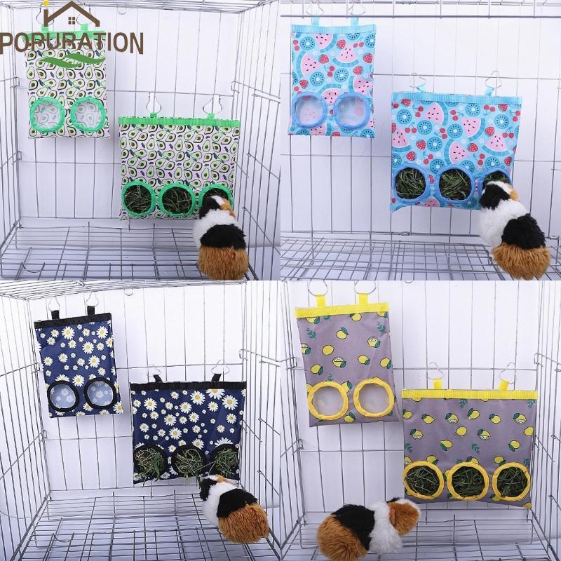 POP Hay Feeder กระต่าย Hay Feeder กระเป๋า Guinea Pigs กรงแขวนกระเป๋า 2 3 หลุมกระรอก Hay Feeder Feedi