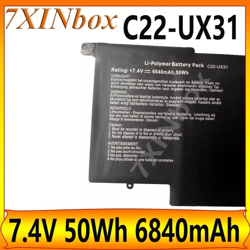 7XINbox C22-UX31 7.4V 50Wh 6840mAh แบตเตอรี่แล็ปท็อปสําหรับ Asus ZenBook UX31 UX31A UX31E C21-UX31 C