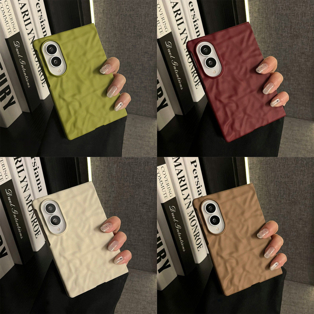เกาหลี Simple Matt Candy สีย่นเคสโทรศัพท์สําหรับ Samsung Galaxy Z Fold8 กว้าง Zflod8 กันกระแทกปกหลัง