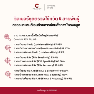 [ตรวจ RSV] ชุดตรวจ 4in1 Wilbur ตรวจสายพันธ์ covid19 , RSV ,ไข้หวัดใหญ่ สายพันธ์ A / B