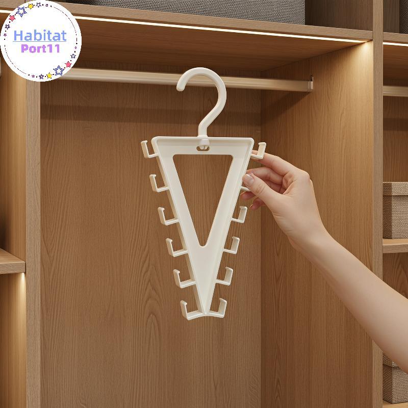 HabitatPort Over ประตูแขวน 12 ตะขอ 1/2 PCS สีขาว V รูป 360 หมุนสําหรับตู้เสื้อผ้าเสื้อผ้าหมวกกระเป๋า