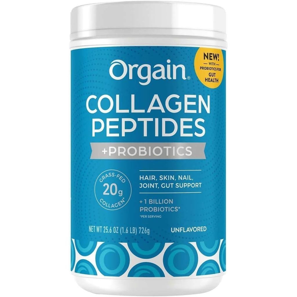 Orgain Collagen +ers พร้อมคอลลาเจน GrassFed 20 กรัม และ C Unflavoured 25.6 ออนซ์